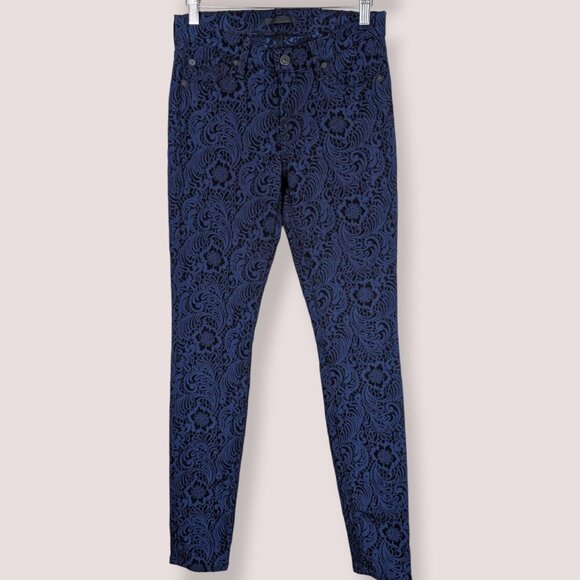 7 For All Mankind Blue Floral Lace Pants - Picture 3 of 6